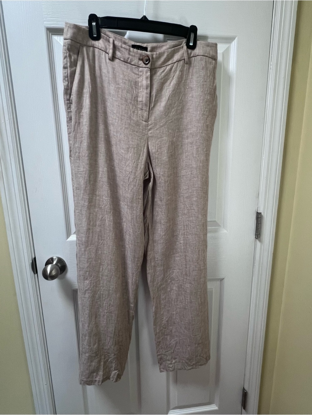 Talbots Women's 100% Linen Southampton Straight Leg Pant, Size 10 Taupe